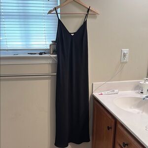 A New Day Black Midi Slip Dress Spaghetti Strap Night Out